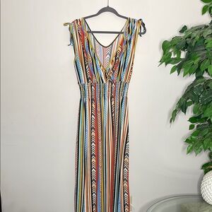 Multicoloured V-Neck Maxi Dress